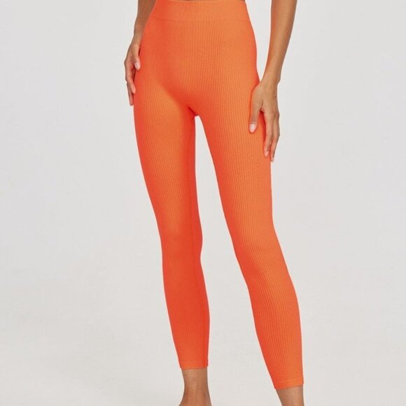 NWT Belle You Orange Ribbed Leggings - Picture 3 of 9